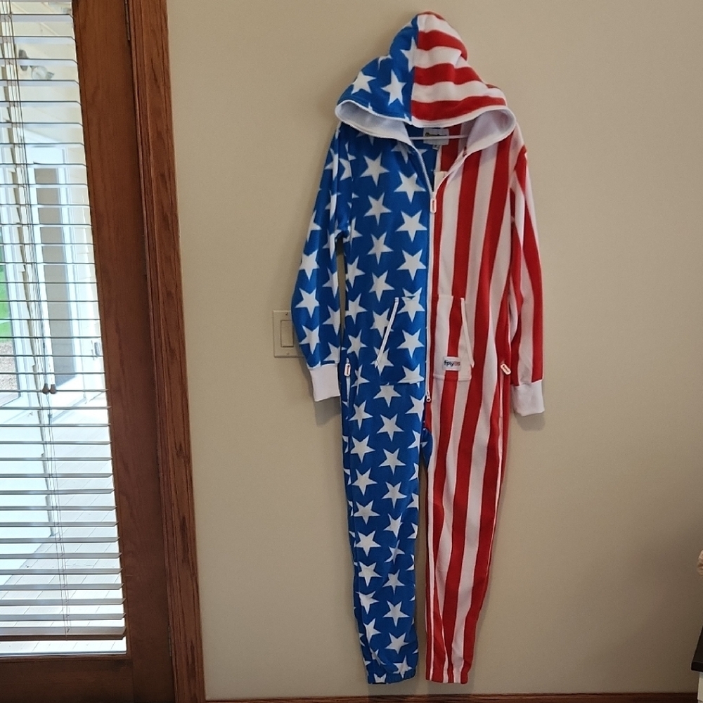 Tipsy Elves USA Flag Onesie - Red, White, and Blue
